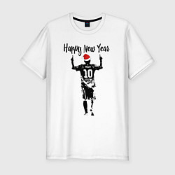 Футболка slim-fit Лионель Месси Happy New Year, цвет: белый