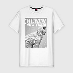 Футболка slim-fit Heavy new year - драный уличный котяра, цвет: белый