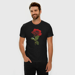 Футболка slim-fit Красивая красная роза, цвет: черный — фото 2