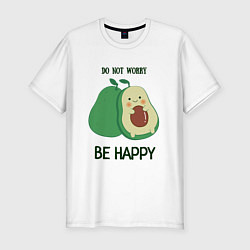 Футболка slim-fit Dont worry be happy - avocado, цвет: белый