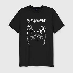 Футболка slim-fit Paramore рок кот, цвет: черный