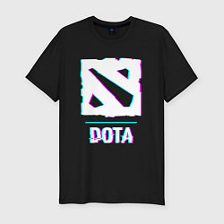 Футболка slim-fit Dota в стиле glitch и баги графики, цвет: черный