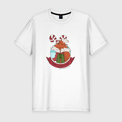 Футболка slim-fit Merry christmas fox, цвет: белый