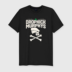 Футболка slim-fit Dropkick murphys панк рок группа череп в кепке, цвет: черный