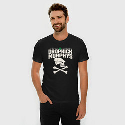 Футболка slim-fit Dropkick murphys панк рок группа череп в кепке, цвет: черный — фото 2