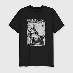 Мужская slim-футболка Burzum скандинавский бог Один с волками и вороном