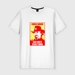 Футболка slim-fit Chuck Norris can unite everything, цвет: белый