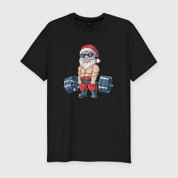 Мужская slim-футболка Санта силач