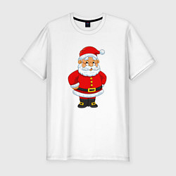 Футболка slim-fit Мультяшный Санта Клаус в красном костюме, цвет: белый