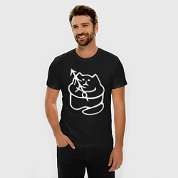 Футболка slim-fit Котик с елкой белый, цвет: черный — фото 2