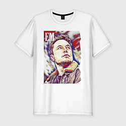 Футболка slim-fit Илон Маск - Space X, цвет: белый