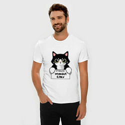 Футболка slim-fit Кот преступник, цвет: белый — фото 2