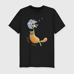 Футболка slim-fit Кот на одуванчике, цвет: черный