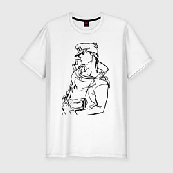 Футболка slim-fit Дзётаро Кудзё - герой, цвет: белый