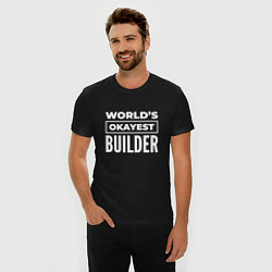 Футболка slim-fit Worlds okayest builder, цвет: черный — фото 2