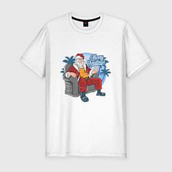 Футболка slim-fit Санта на чиле, цвет: белый