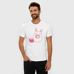 Футболка slim-fit Кролик ест пончики, цвет: белый — фото 2