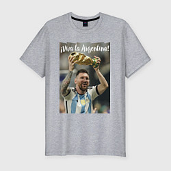 Мужская slim-футболка Lionel Messi - world champion - Argentina