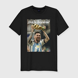 Мужская slim-футболка Lionel Messi - world champion - Argentina