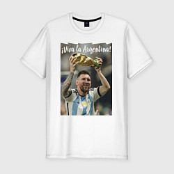 Футболка slim-fit Lionel Messi - world champion - Argentina, цвет: белый