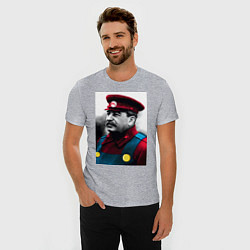 Футболка slim-fit Иосиф Виссарионович Сталин - memes Mario, цвет: меланж — фото 2