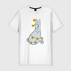 Футболка slim-fit Кролик в гирлянде, цвет: белый