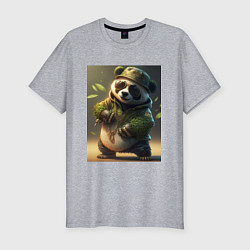 Мужская slim-футболка Китайская панда в очках