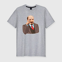 Мужская slim-футболка Ленин смеётся
