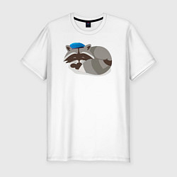 Мужская slim-футболка Боевой енот спит