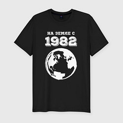 Футболка slim-fit На Земле с 1982 с краской на темном, цвет: черный