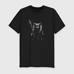 Мужская slim-футболка Black metal cat