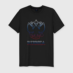 Футболка slim-fit Герб России - триколор, цвет: черный