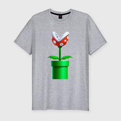 Футболка slim-fit Марио Растение Пиранья, цвет: меланж