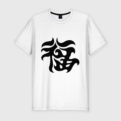Мужская slim-футболка Японский иероглиф - Удача
