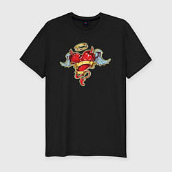 Футболка slim-fit Сердце дьявол, цвет: черный