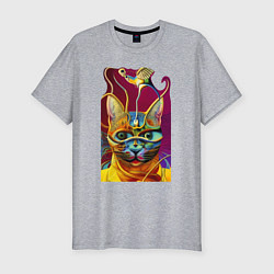 Мужская slim-футболка Модерновый кот - нейросеть - art