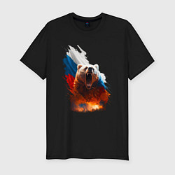 Мужская slim-футболка Злой русский медведь