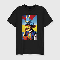 Футболка slim-fit Salvador Dali and rhinoceros, цвет: черный