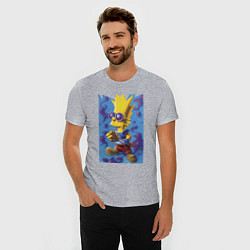 Футболка slim-fit Bart Simpson - neural network, цвет: меланж — фото 2