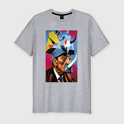 Мужская slim-футболка Носорог Сальвадора Дали