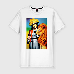 Футболка slim-fit Salvador Dali and lion, цвет: белый