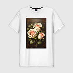 Мужская slim-футболка Белые розы