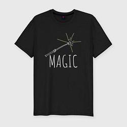 Футболка slim-fit Magic надпись и волшебная палка, цвет: черный