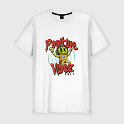 Футболка slim-fit Positive vibes only phrase, цвет: белый