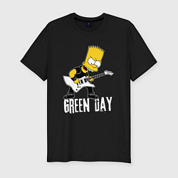 Мужская slim-футболка Green Day Барт Симпсон рокер
