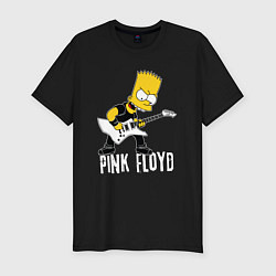 Мужская slim-футболка Pink Floyd Барт Симпсон рокер