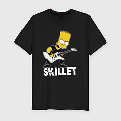 Мужская slim-футболка Skillet Барт Симпсон рокер