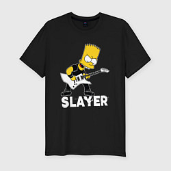 Мужская slim-футболка Slayer Барт Симпсон рокер