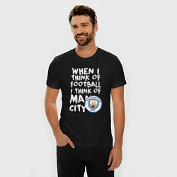 Футболка slim-fit Если я думаю о футболе, я думаю о Манчестер Сити, цвет: черный — фото 2