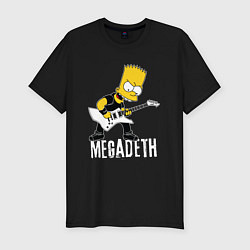 Мужская slim-футболка Megadeth Барт Симпсон рокер